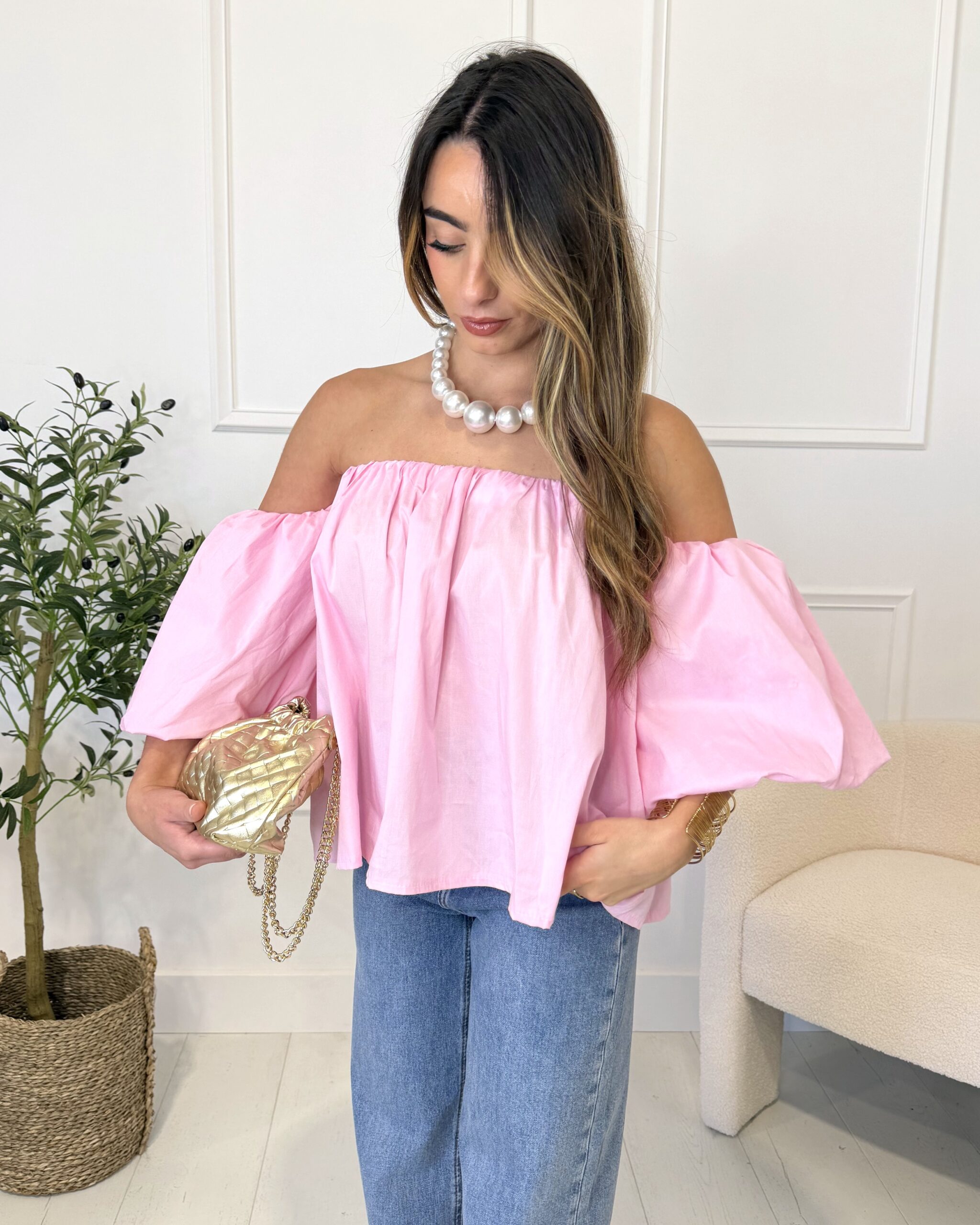 Top bustier rose femme