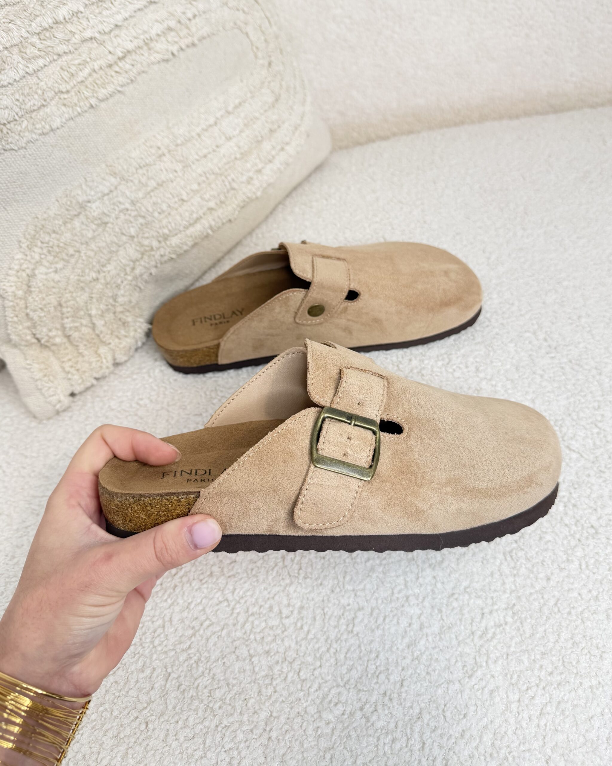 mules beige femme