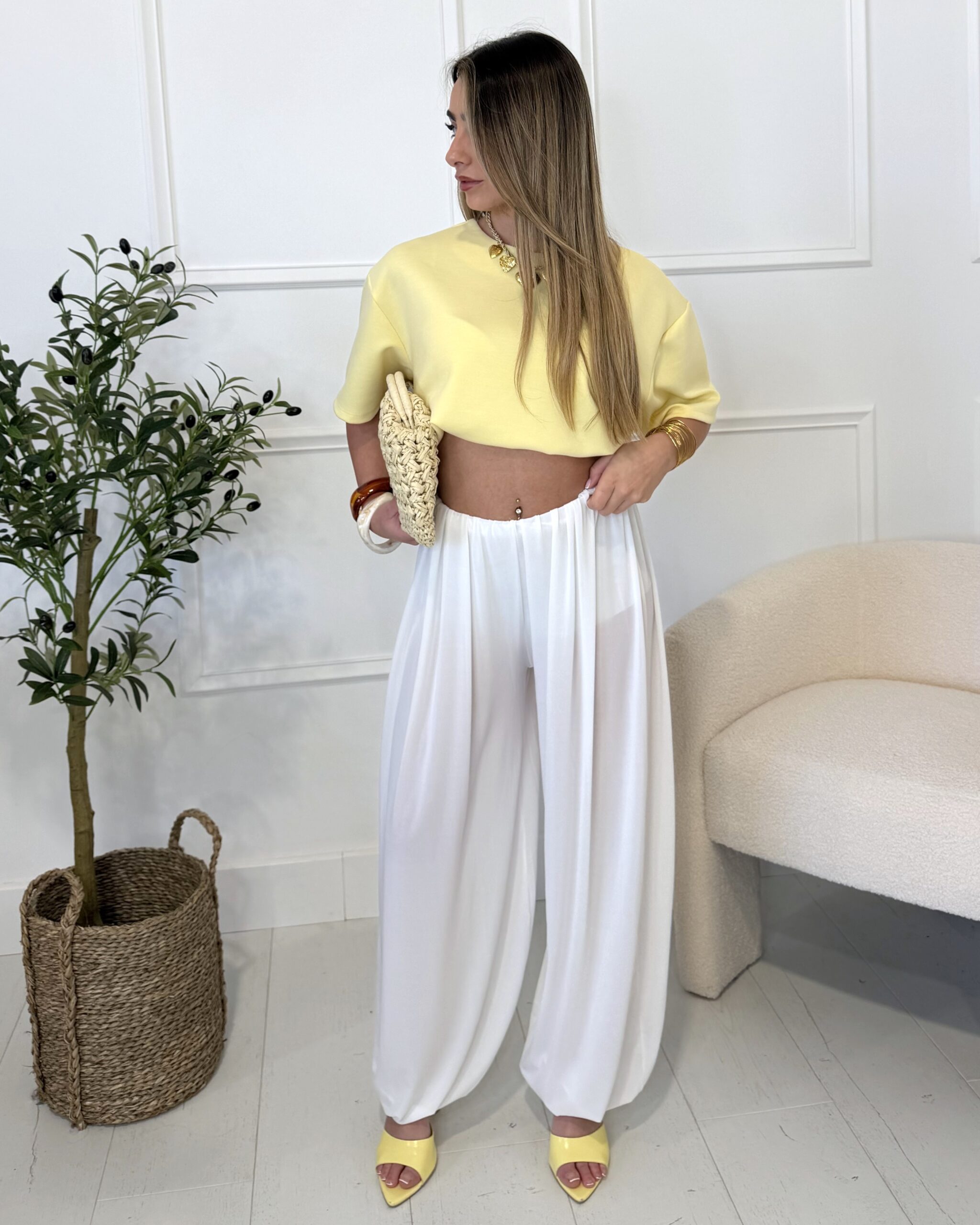 pantalon fluide blanc