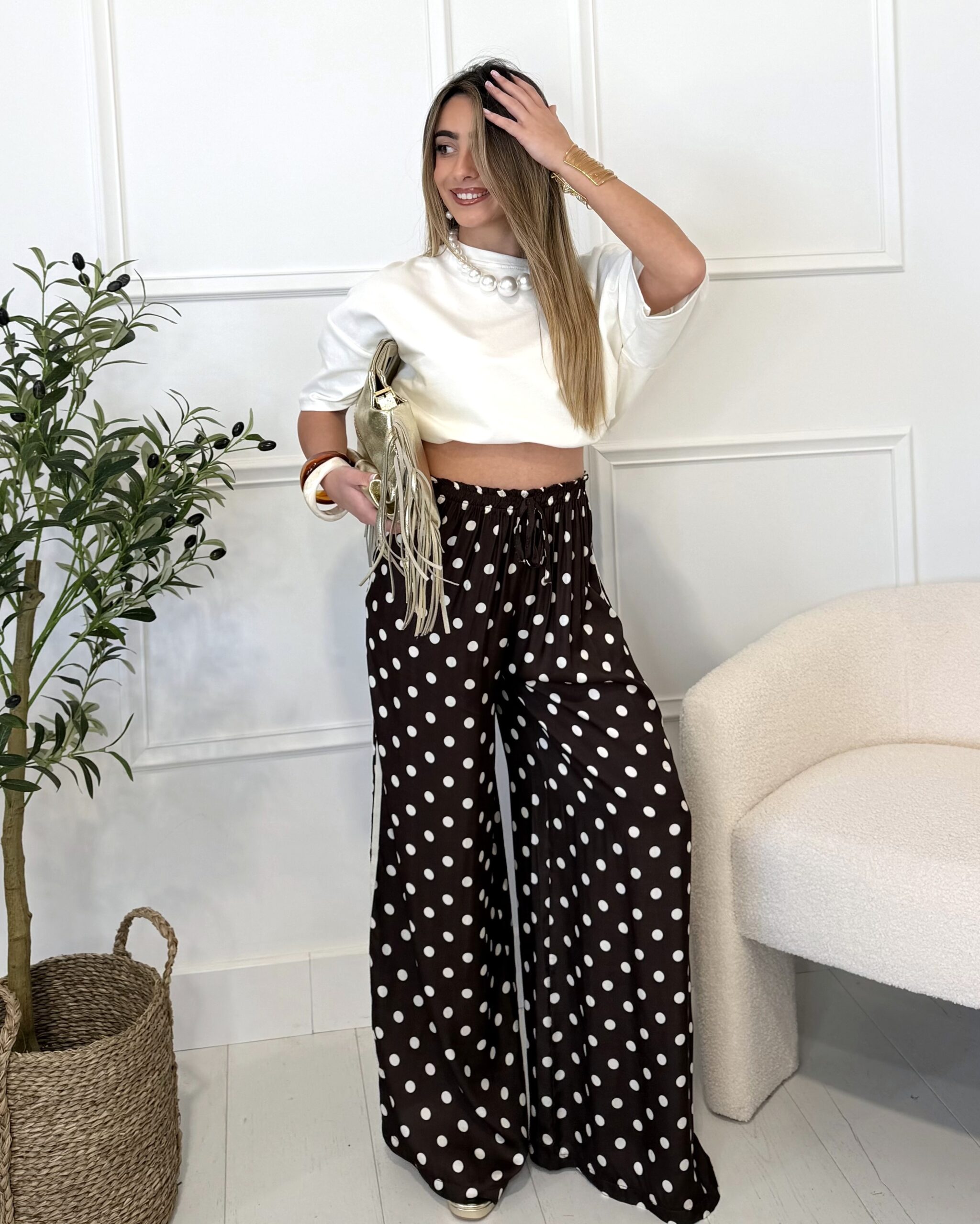 pantalon à pois