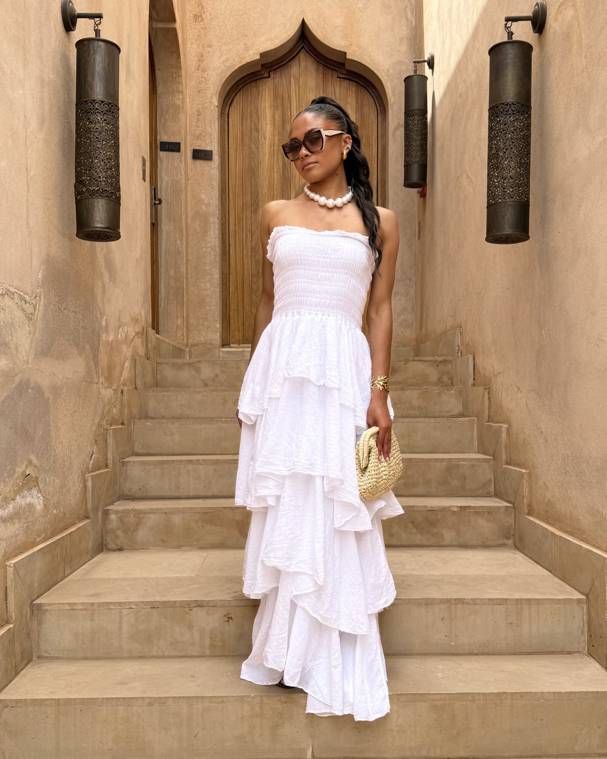 robe bustier volants blanche