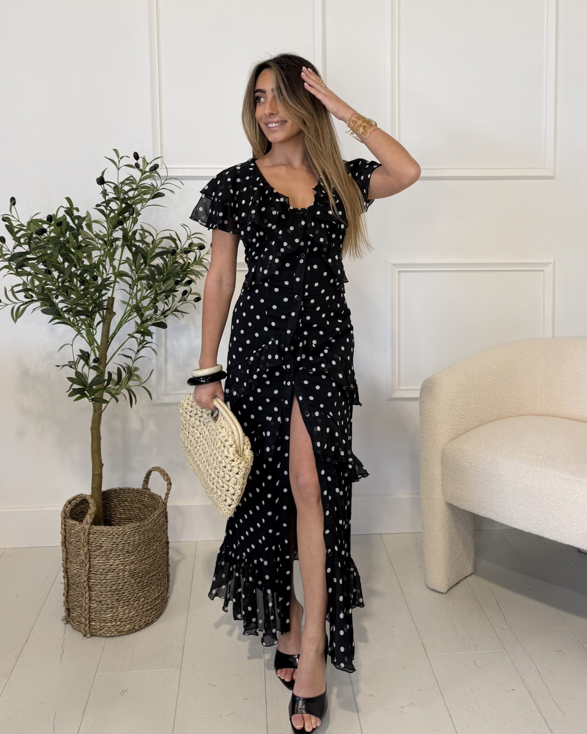 robe à pois noir