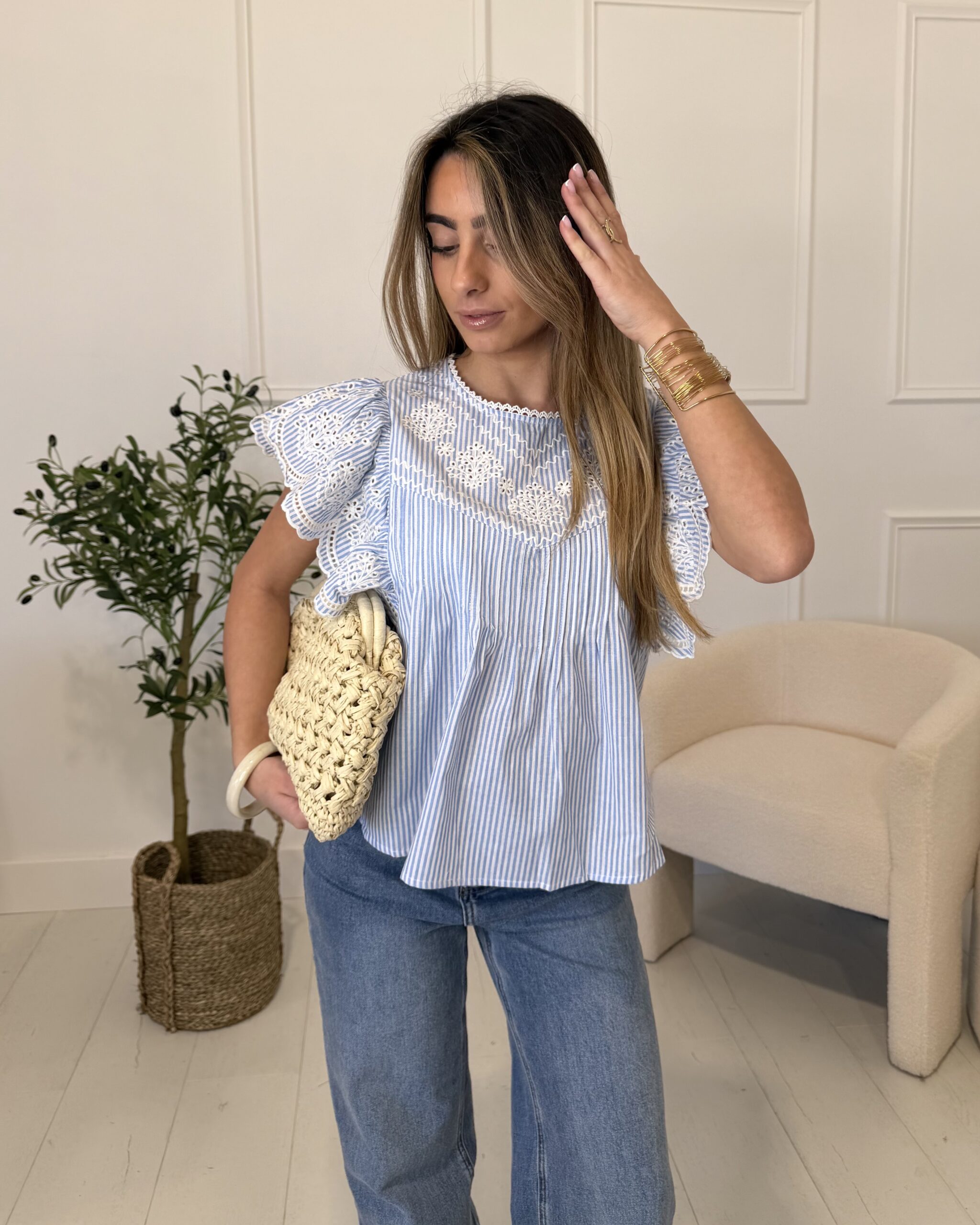 top rayé bleu