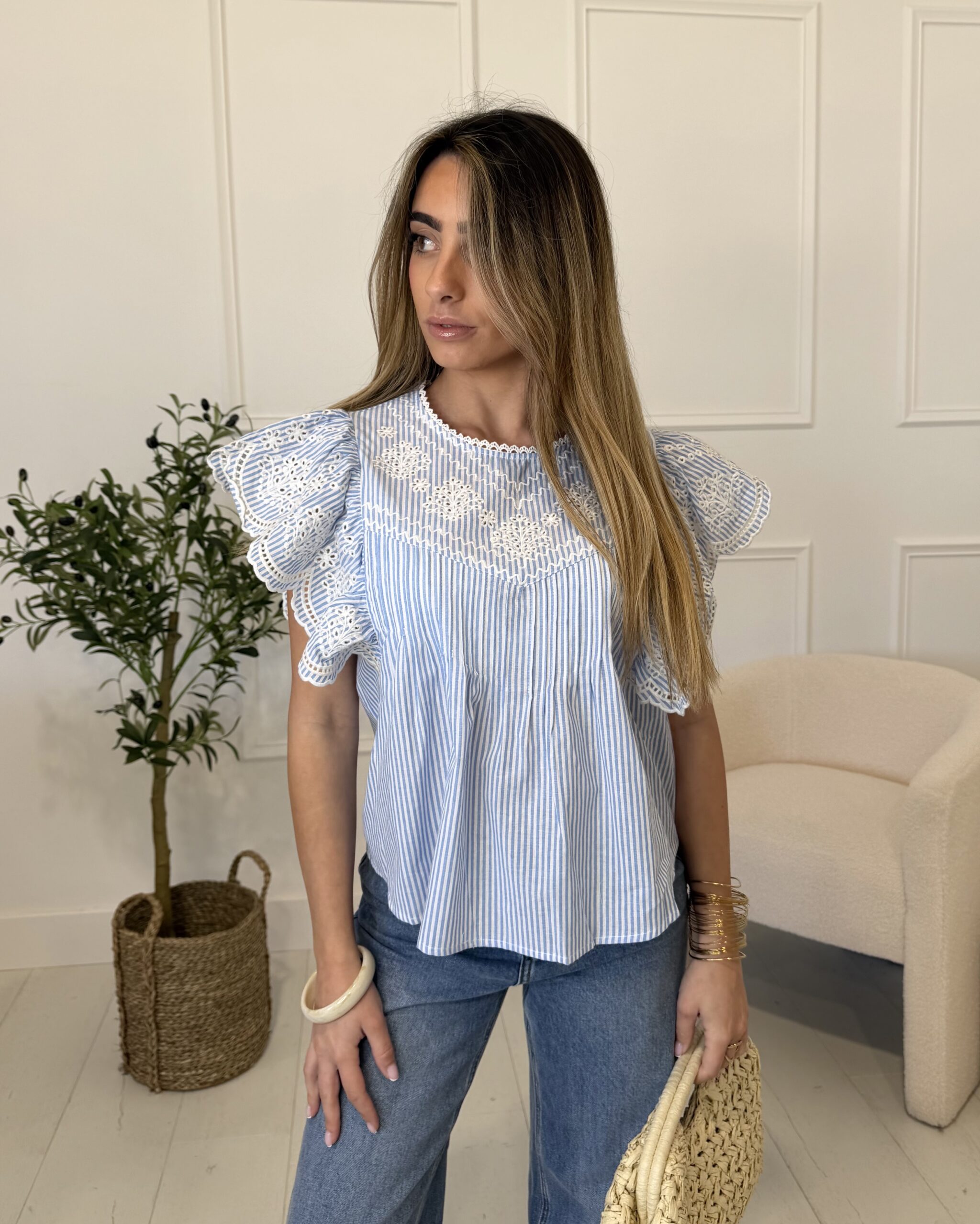 top rayé bleu