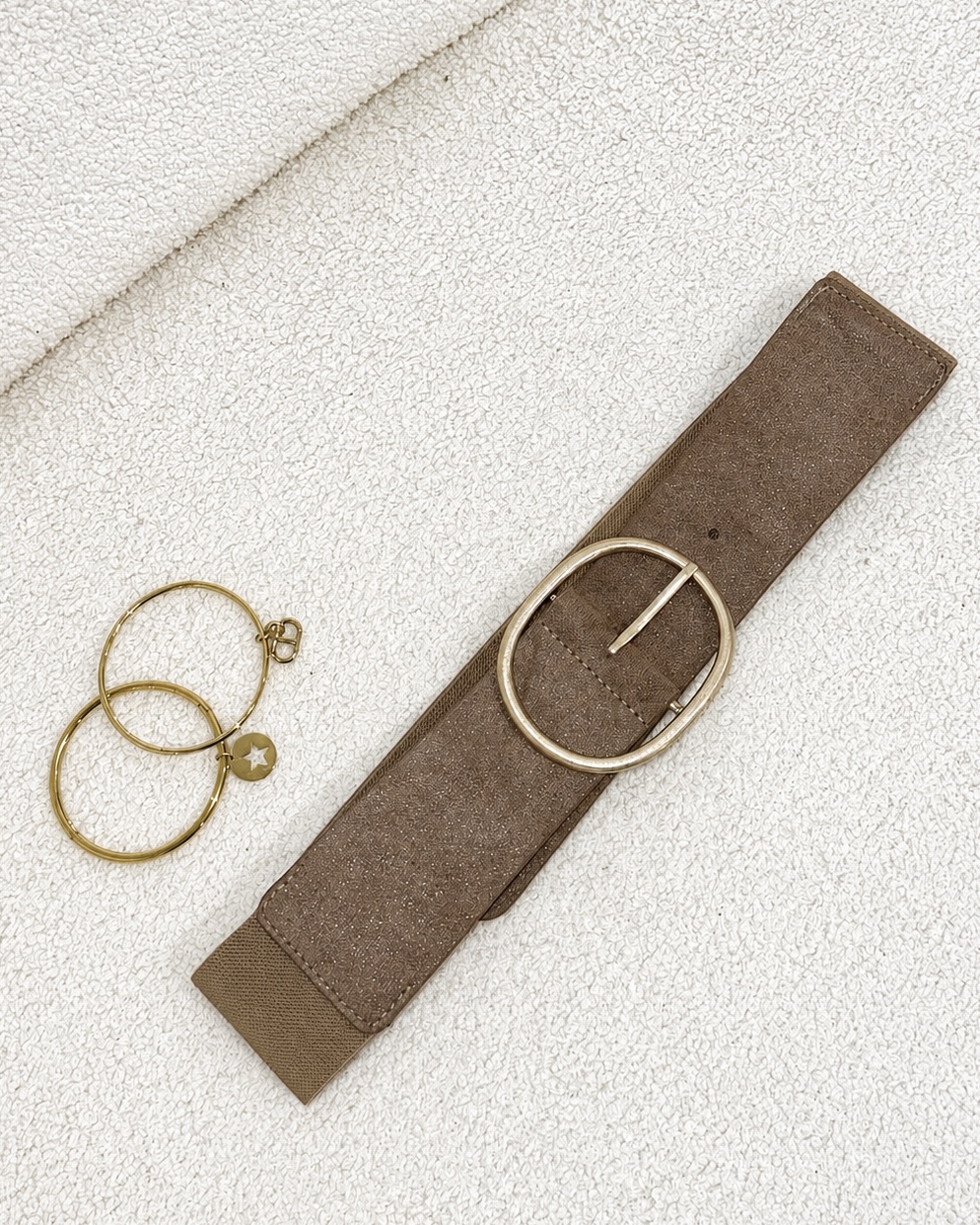 Ceinture à boucle épaisse couleur taupe