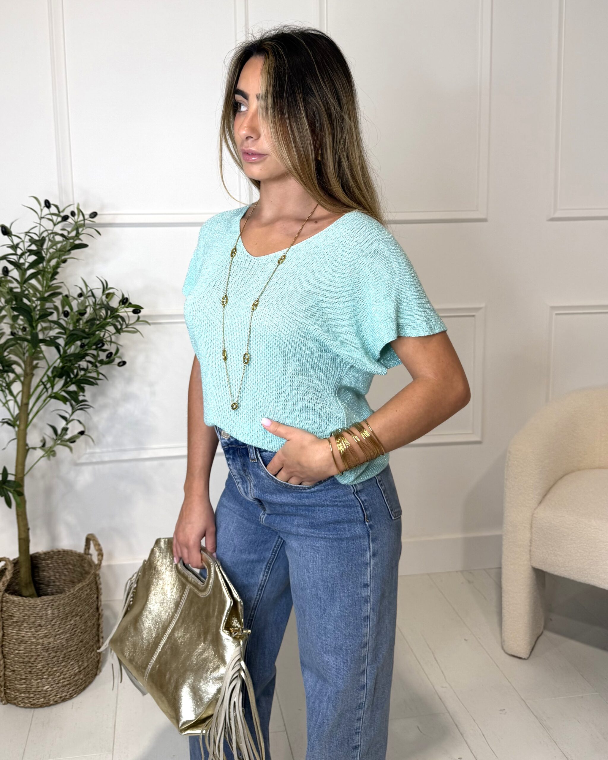 T-shirt PAILLETTE turquoise