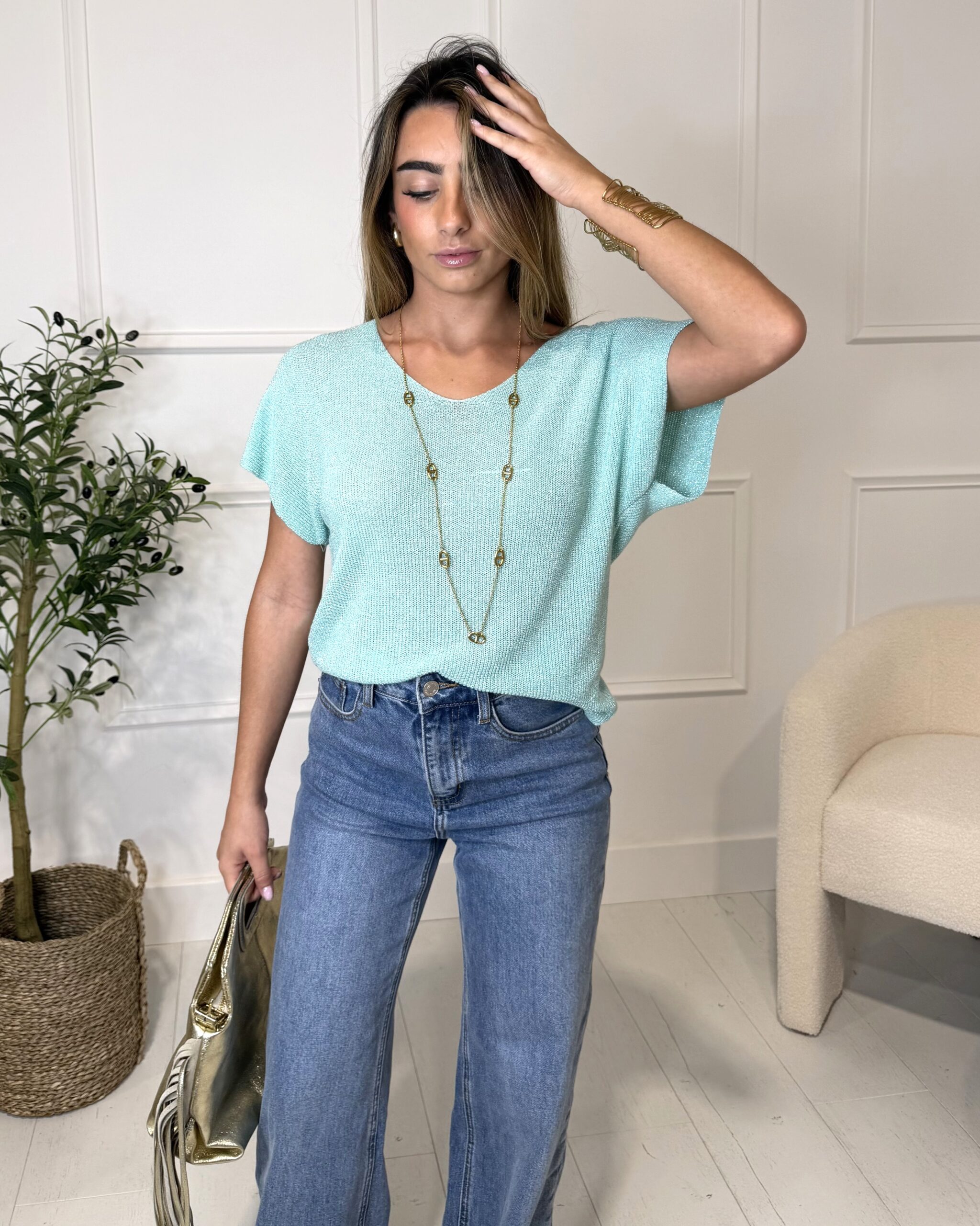 T-shirt PAILLETTE turquoise