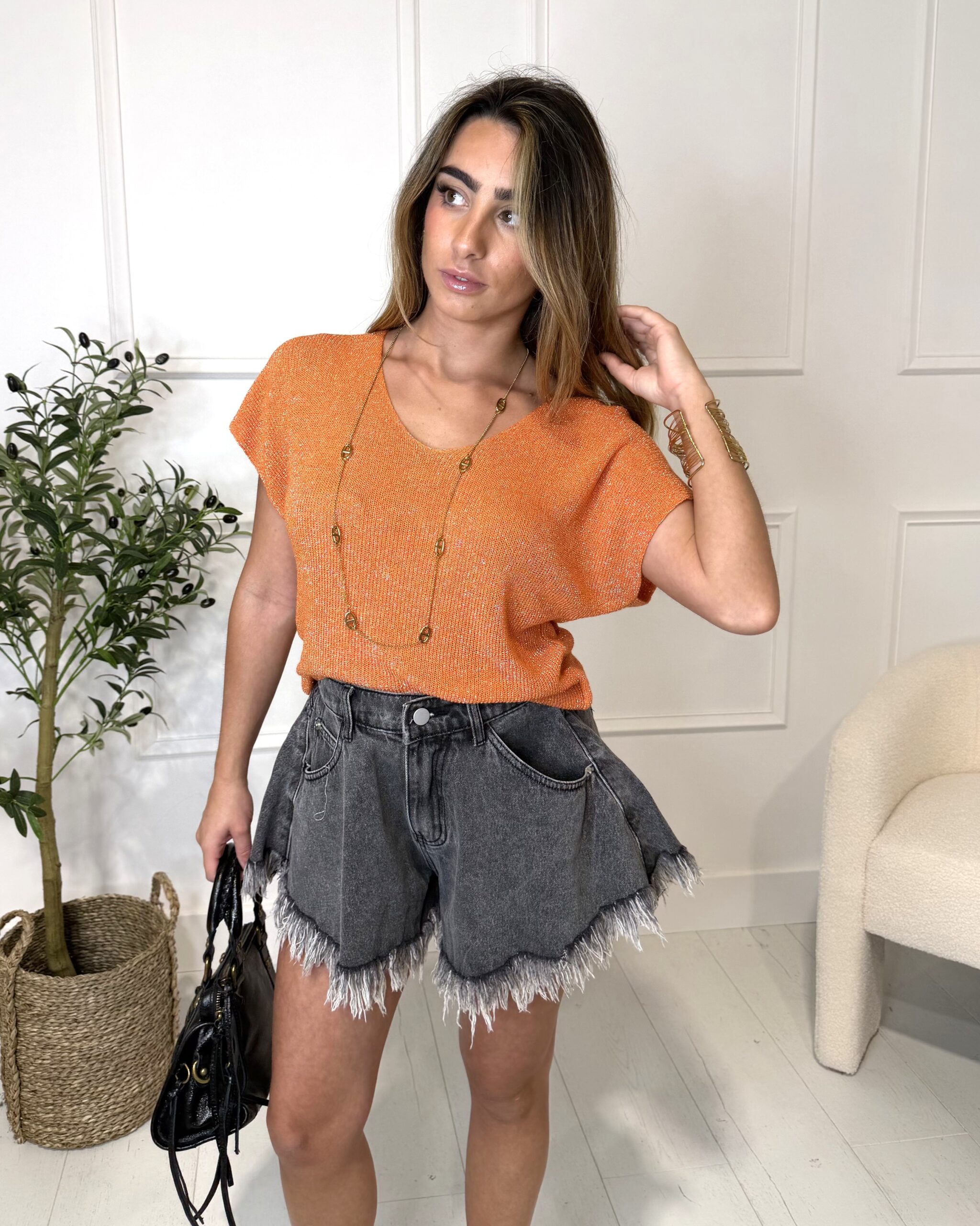 T-shirt PAILLETTE orange