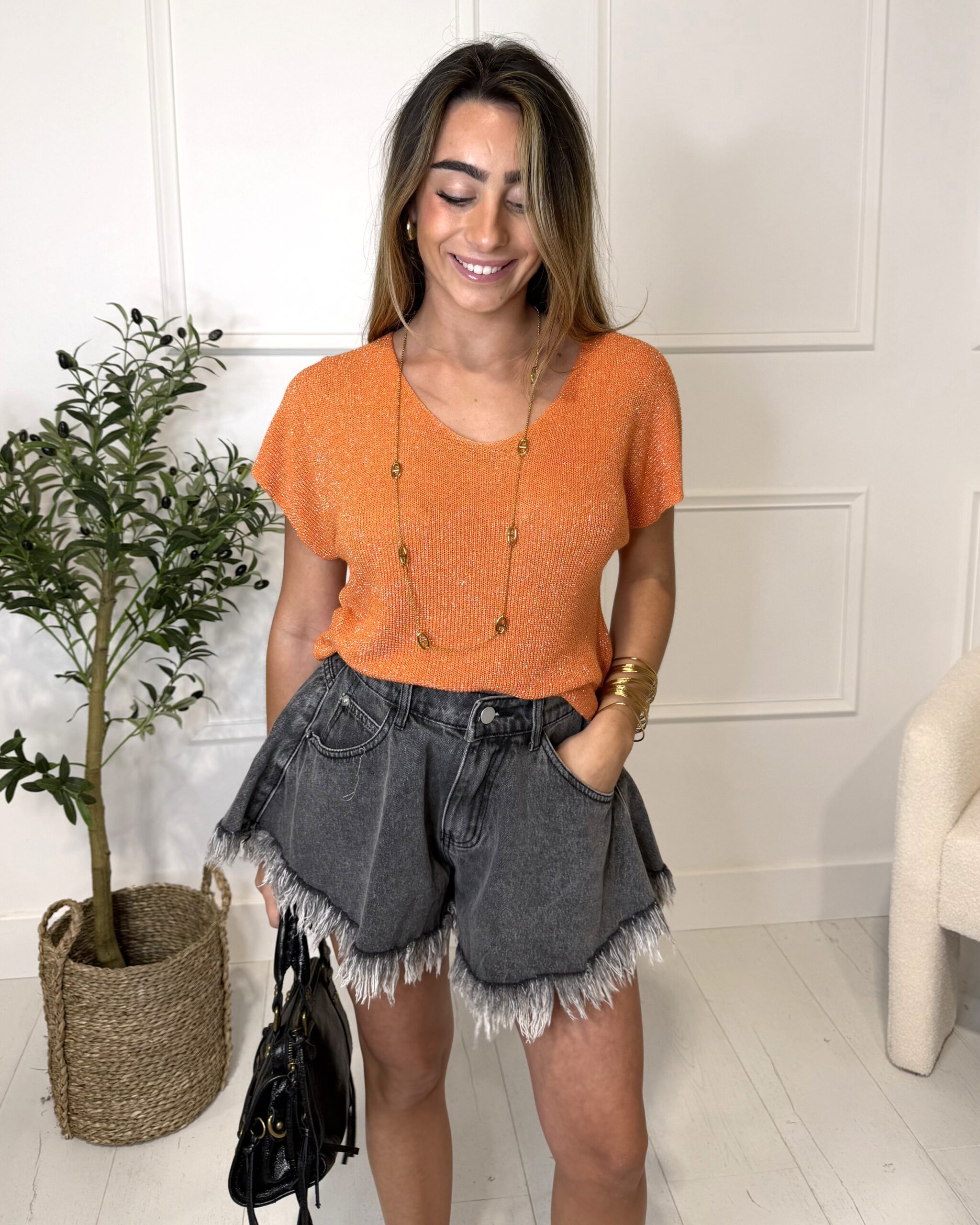 T-shirt PAILLETTE orange