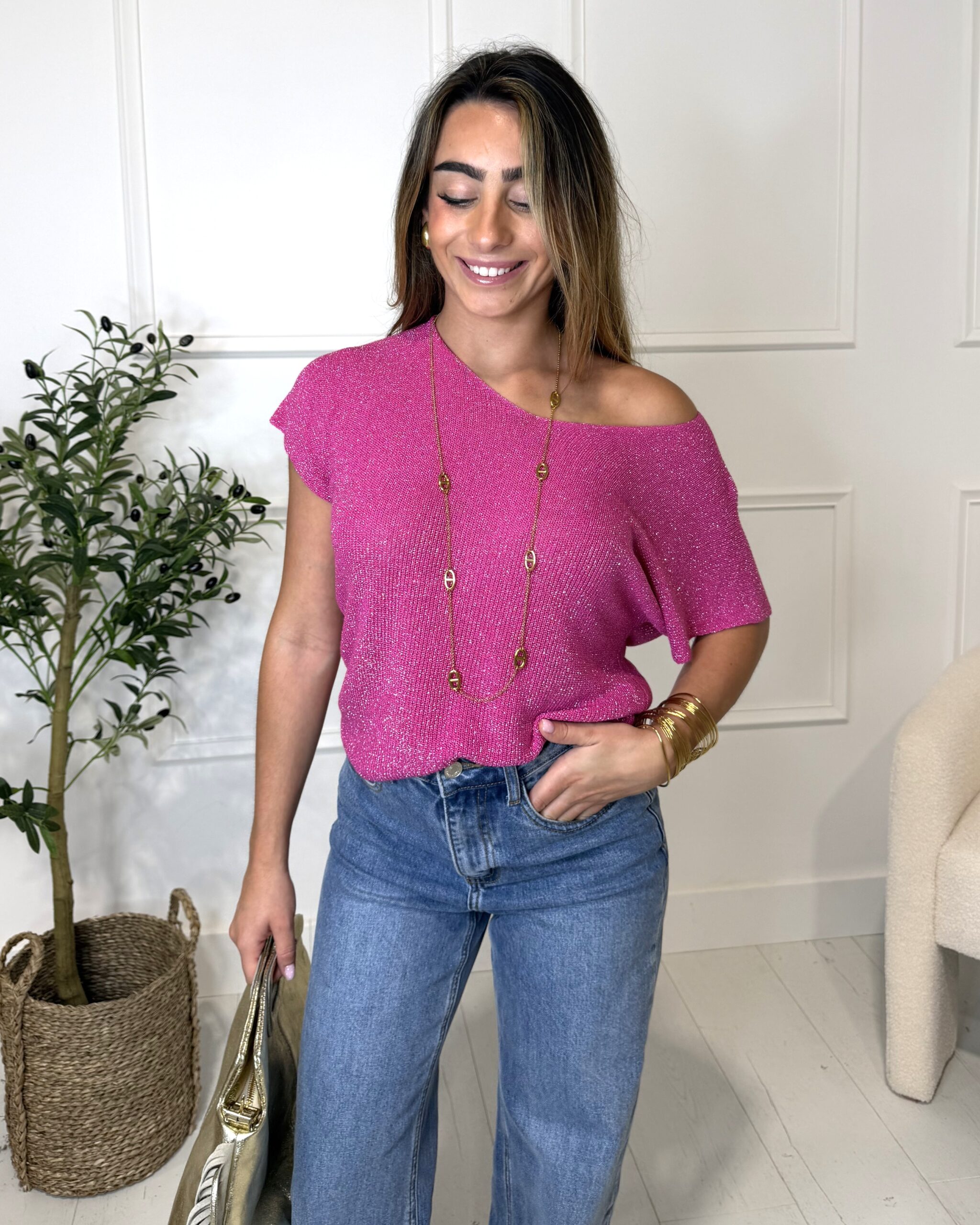 T-shirt PAILLETTE rose fuchsia
