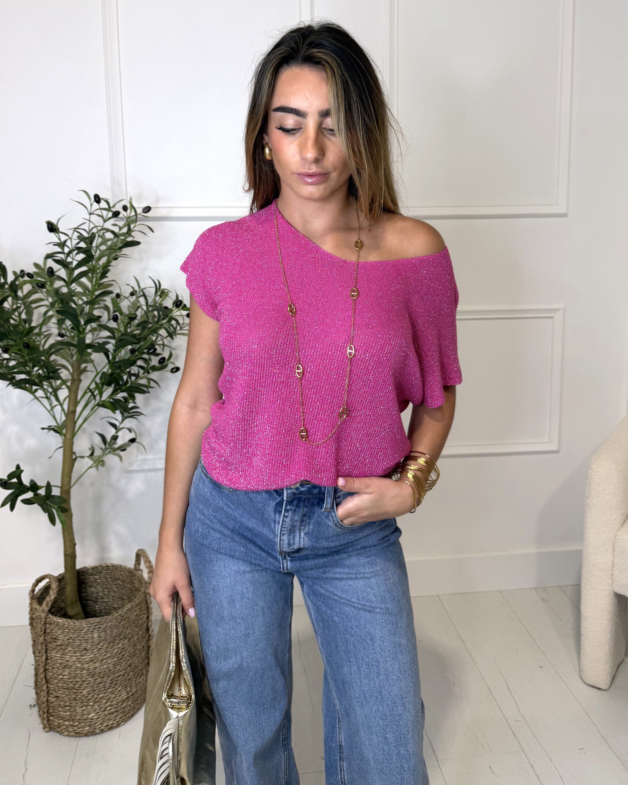 T-shirt PAILLETTE rose fuchsia
