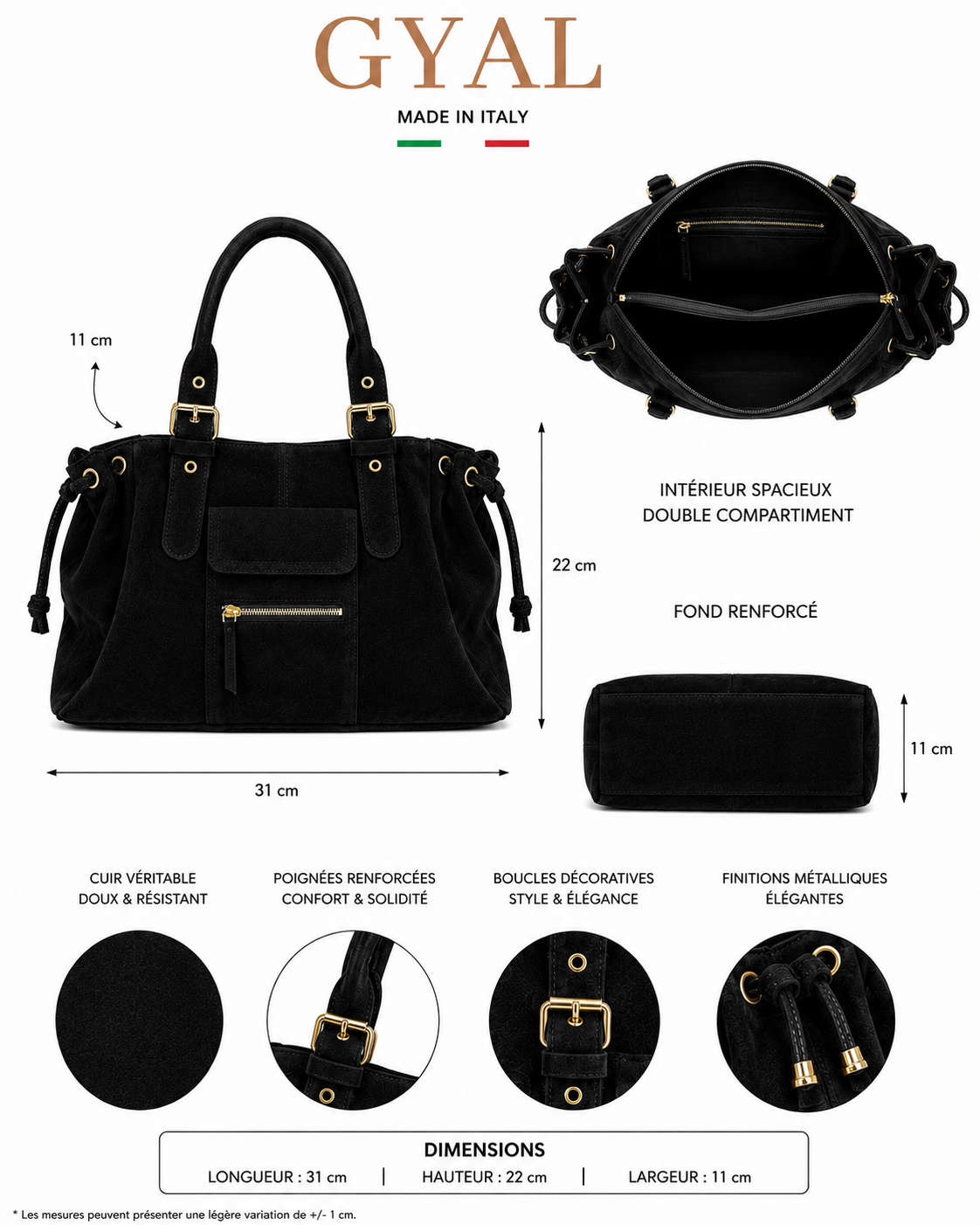 dimension sac femme