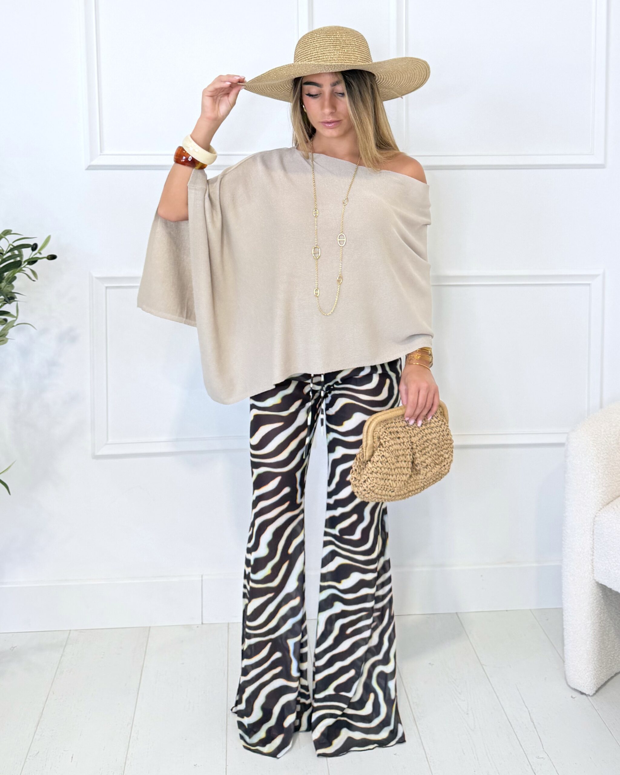 pantalon motif zebre femme