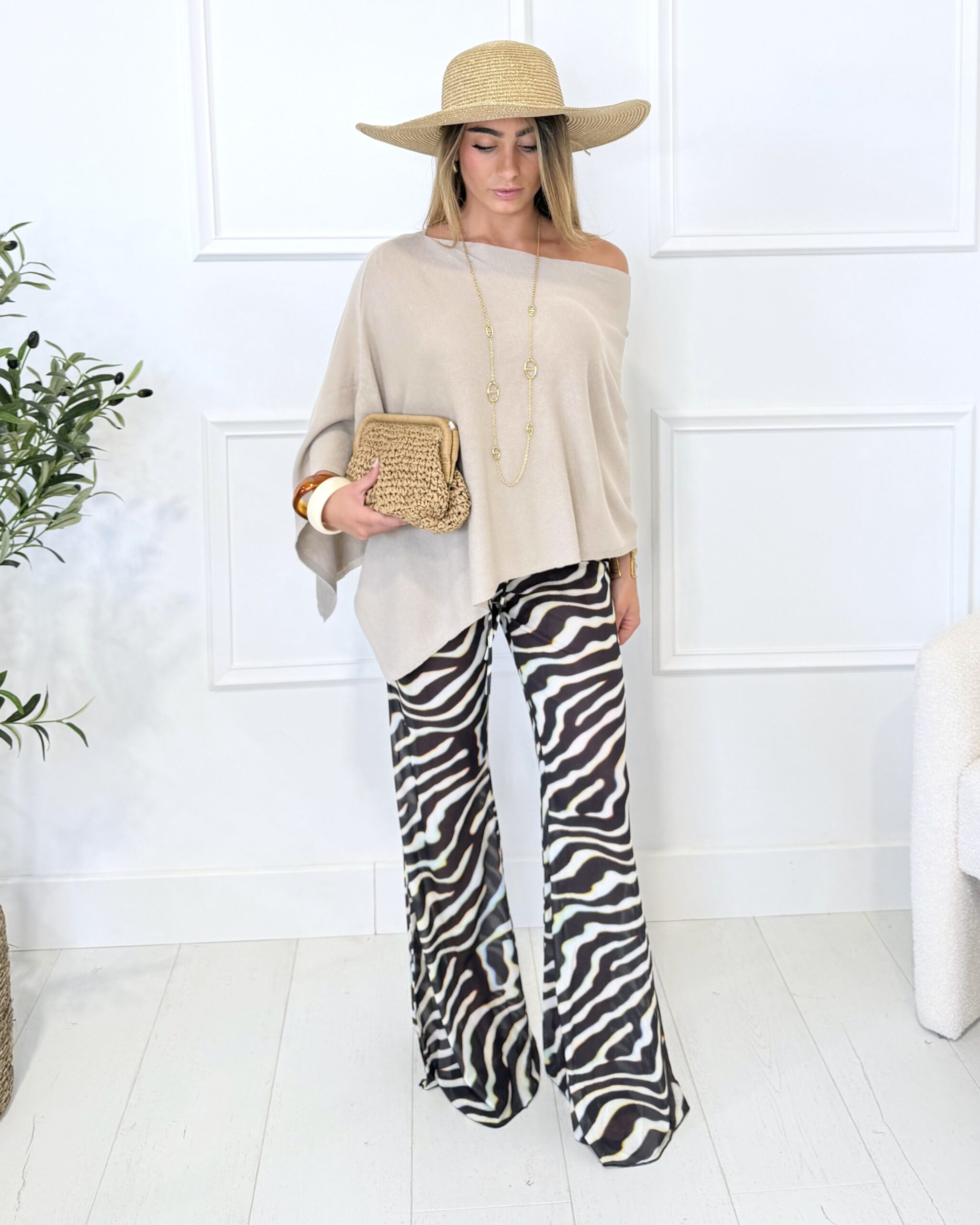 pantalon motif zebre