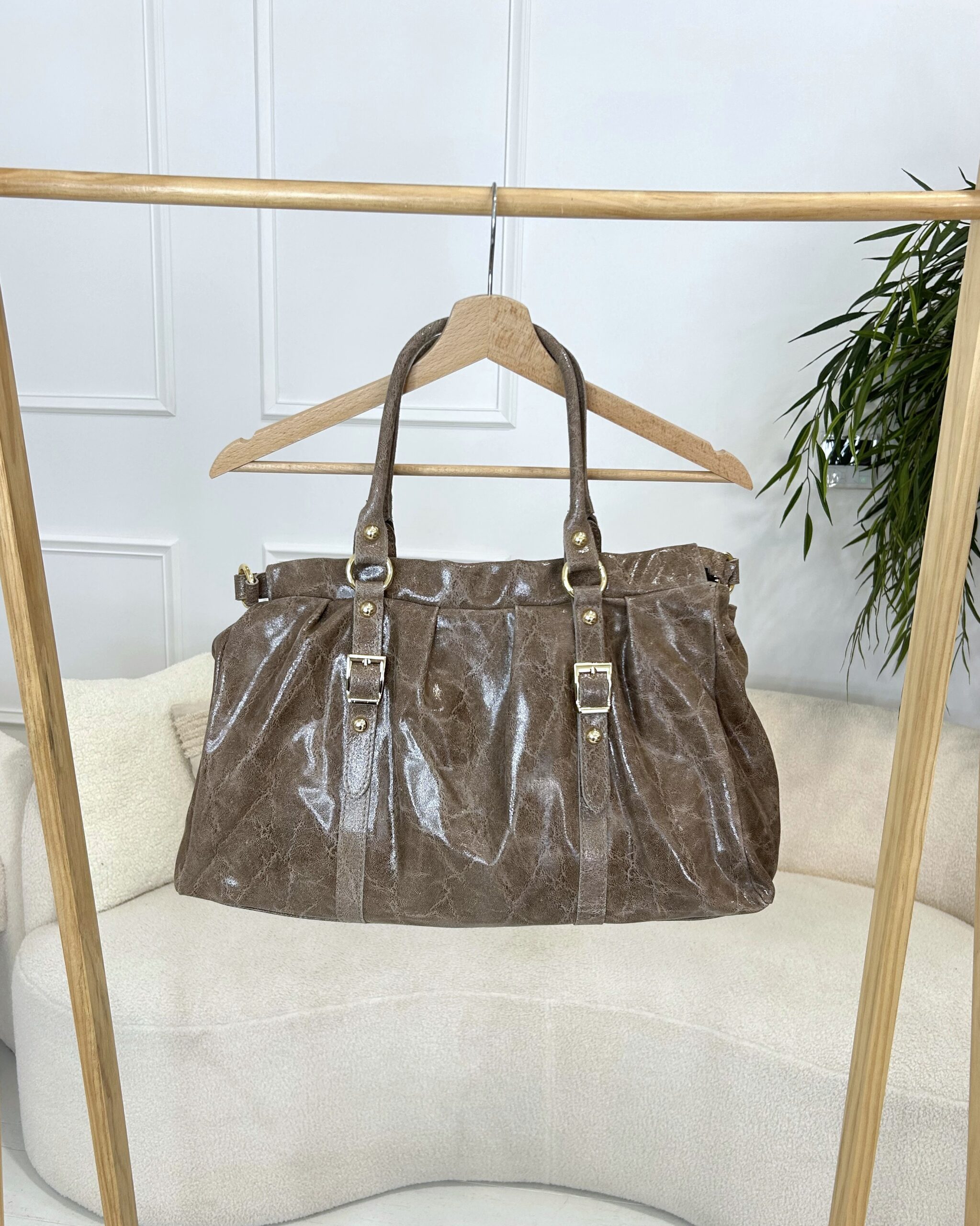 sac en cuir beige