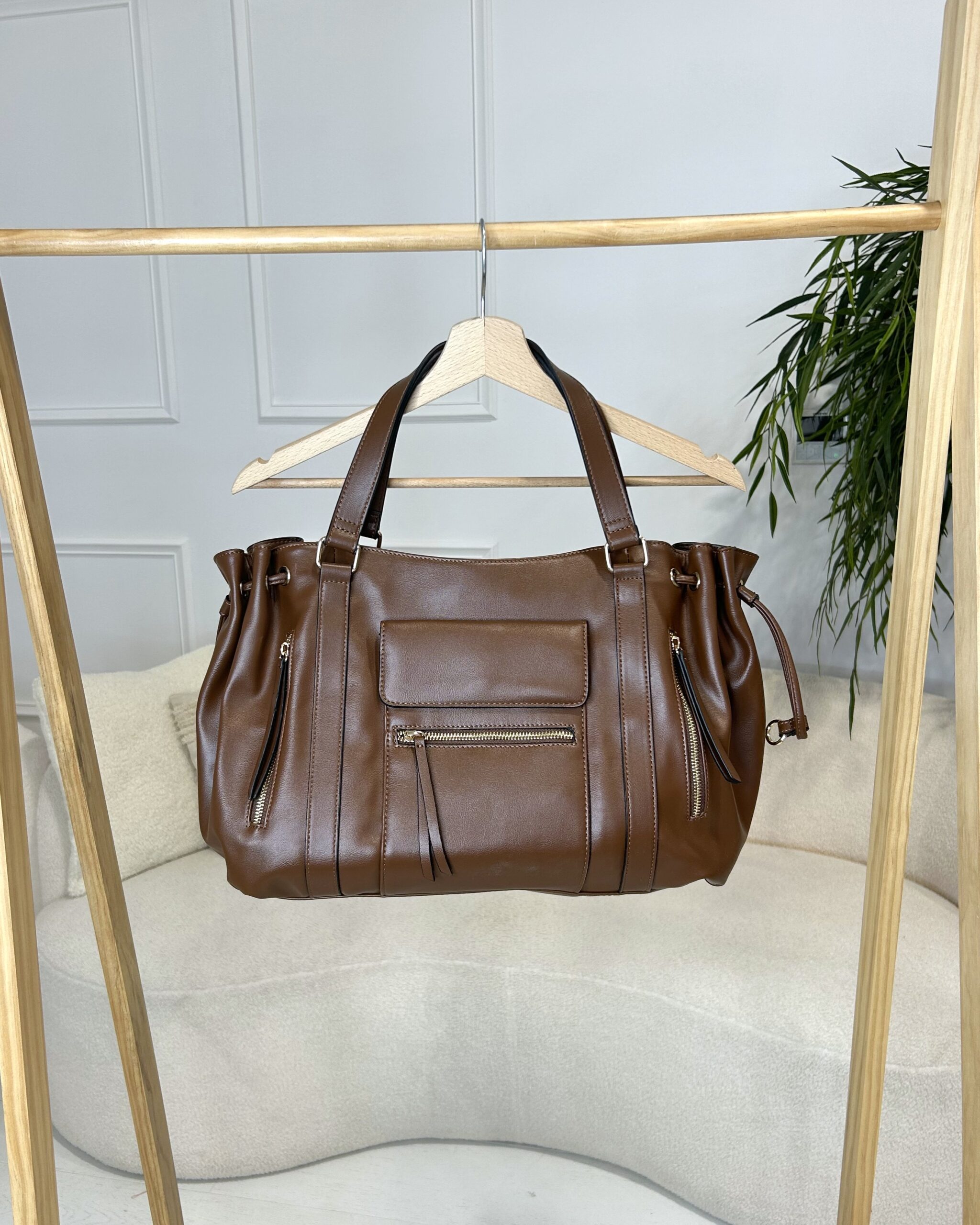 sac en similicuir marron