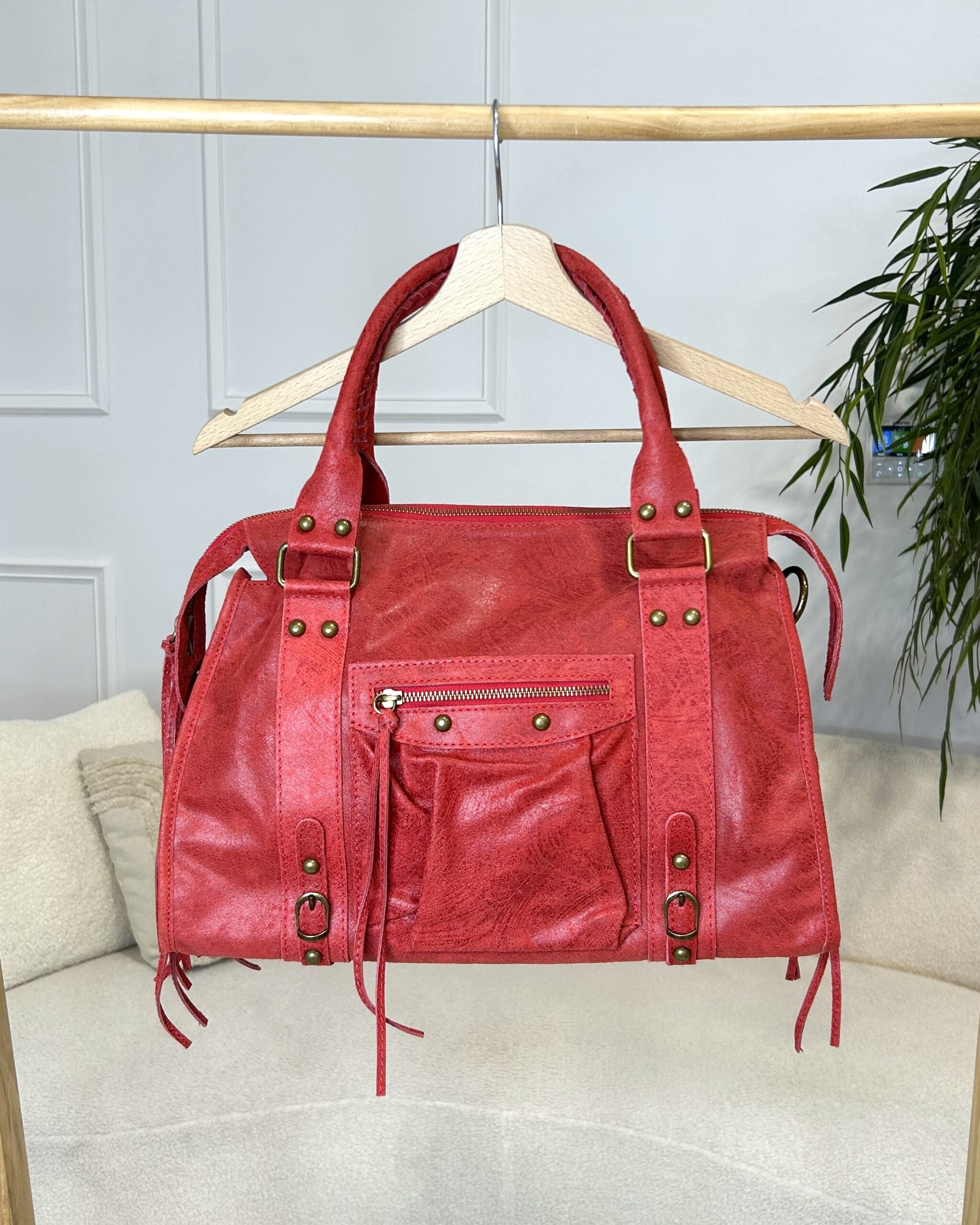 Sac en cuir rouge