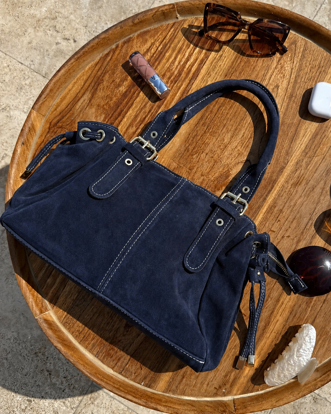 sac bleu marine cuir