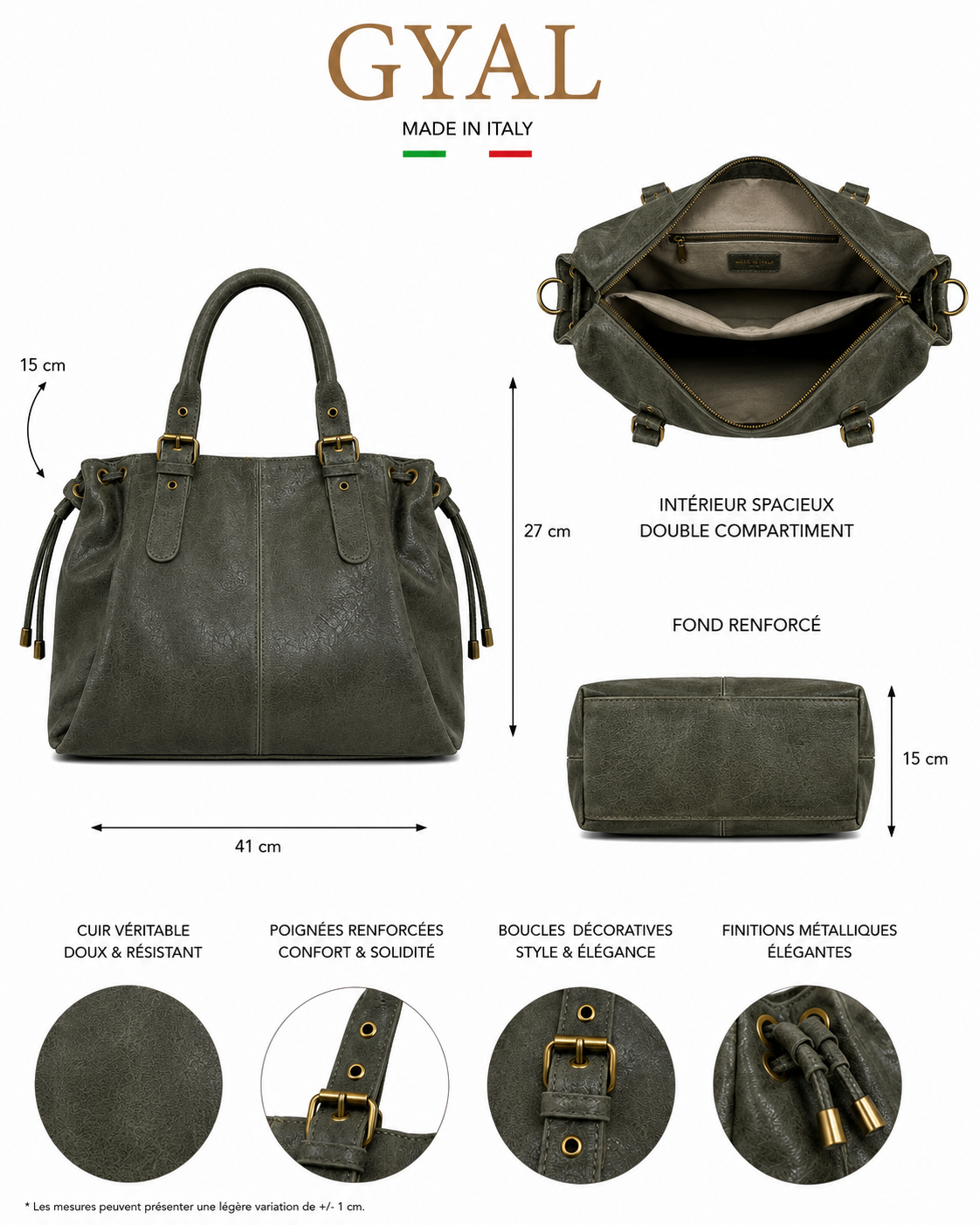 sac de cours kaki