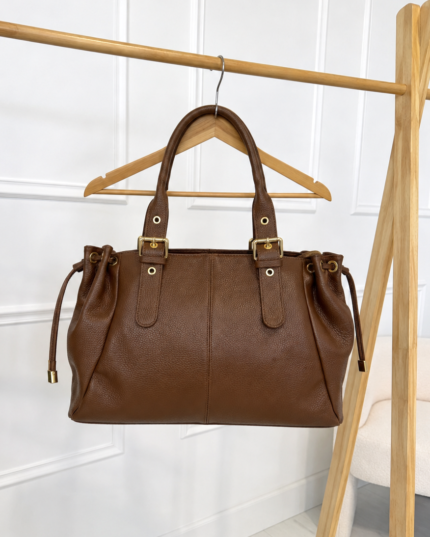 Sac à main VAIA cuir grainé marron XL