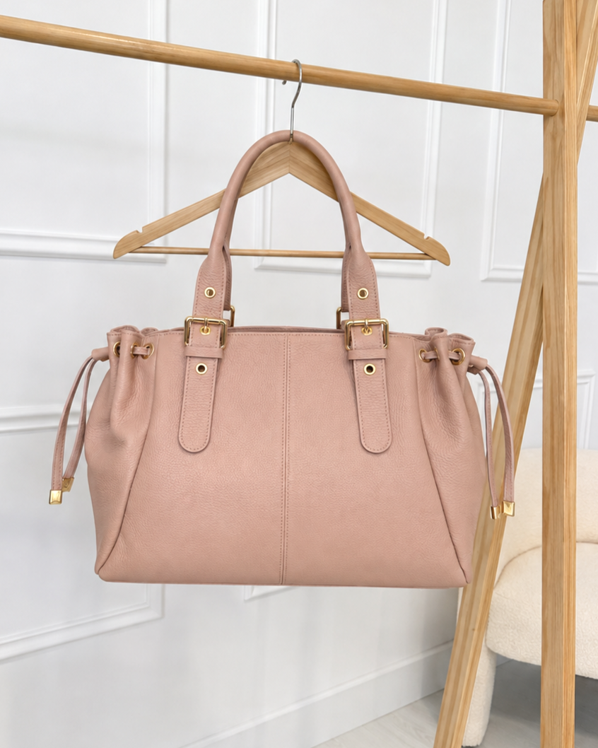 Sac à main VAIA cuir grainé rose XL
