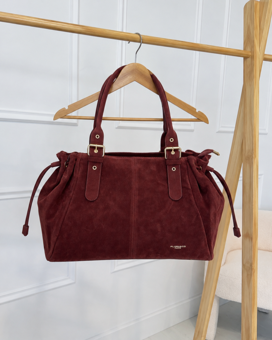 Sac SERENA suédine bordeaux XL