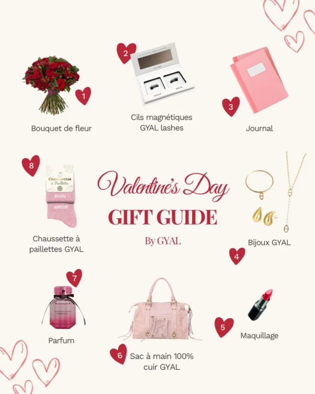 Valentine’s Day Gift Guide by GYAL 💋

Des essentiels chic, girly et ultra tendance pour faire battre son cœur ! ❤️ 

Alors, lequel tu choisis ? 1, 2, 3… ou tout le guide ? 😏

#gyal #ideecadeausaintvalentin #fashionstore #saintvalentin #ideecadeau